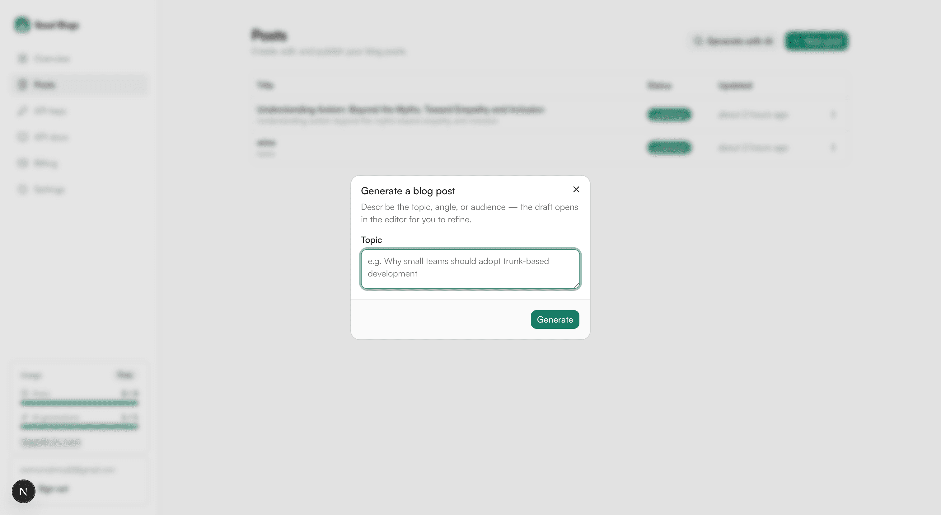 Generate a blog post with AI dialog